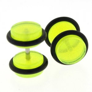 16g Fake 2g 6mm Ear Plug O-Ring Earlets Earrings Glow in the dark