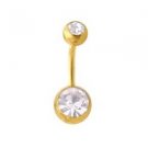 14g 13/32 10mm Gold Plated Navel Belly Button Rings Bar