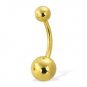 14g 10mm Gold Plated Navel Belly Button Ring Bar 4/6mm ball