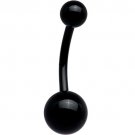 14g 10mm Black Plated Navel Belly Button Ring Bar 4/6mm ball