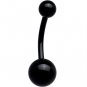 14g 10mm Black Plated Navel Belly Button Ring Bar 4/6mm ball