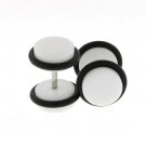 16g White Fake 2g 6mm, 0ga 8mm Ear Plug O-Ring Earlets Earrings