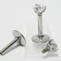 16ga 6mm Steel Internal Thread Labret Lip Monroe Tragus White CZ Gem