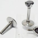 16ga 6mm Steel Black Plated nternal Thread Labret Lip Monroe Tragus Black(Jet) CZ Gem