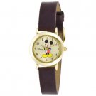 Disney MCK614 Women's Mickey Mouse Brown Leather Band Watch