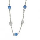 Sterling Silver Bracelets with white and blue Cat's Eye beads