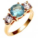 Bargain Jewelry: Blue Topaz Triple Anniversary CZ Ring NEW Size 6