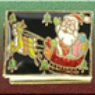  Free Shipping: Christmas Santa on Sled with Black Background Italian Charm 9mm