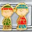 Free Shipping: Peanuts Christmas Charlie Brown and Linus Italian Charm 9mm