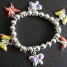 FREE SHIPPING! Colorful  Butterfly Beaded Charm Bracelet