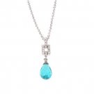 Blue Tear Shaped Pendant with Chain