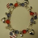 FREE SHIPPING !! American Flag Charm Bracelet...Heart Design