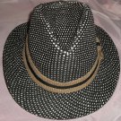 Black and White cowboy Fedora w/Black & beige Ribbon
