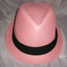 Pink Fedora Hat w/Black Ribbon
