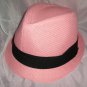 Pink Fedora Hat w/Black Ribbon