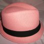 Pink Fedora Hat w/Black Ribbon