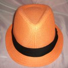 Orange Fedora Hat w/Black Ribbon