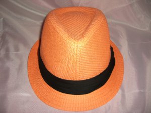Orange Fedora Hat w/Black Ribbon