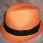Orange Fedora Hat w/Black Ribbon