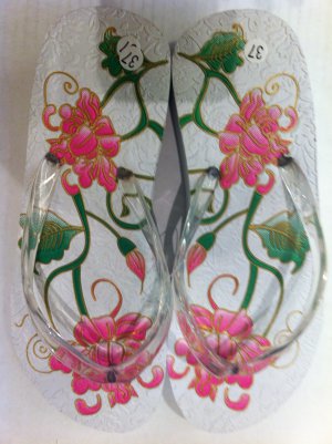 White Flip Flop Floral Design