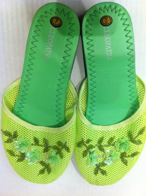 Lime Green Mesh Slippers