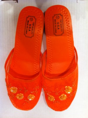 Orange Mesh Slippers