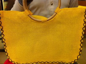 Yellow Woven Beach Bag