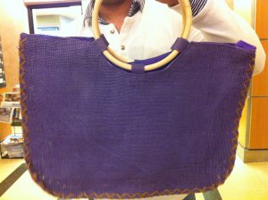 Purple Woven Beach Bag