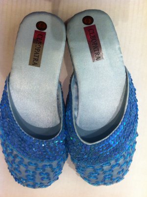 Blue Sequin Slippers