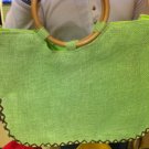 Lime Green Woven Beach Bag