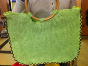 Lime Green Woven Beach Bag