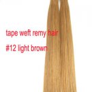 Tape in #12 Lightest Brown 20 pieces Remy human hair extensions 50 grams 20"