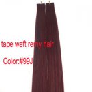 Tape in #99J Wine 40 pieces Remy human hair extensions 100 grams 20"