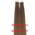 Adhesive Tape hair #8 Chestnut Brown 20 pcs Premium Remy human hair extensions 50 grams 18"