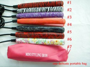 Ceramic Tourmaline small Portable Mini flat iron curling straigtener ORANGE ROSE #4