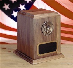 Solid Walnut Military Spec URN - Navy Emblem