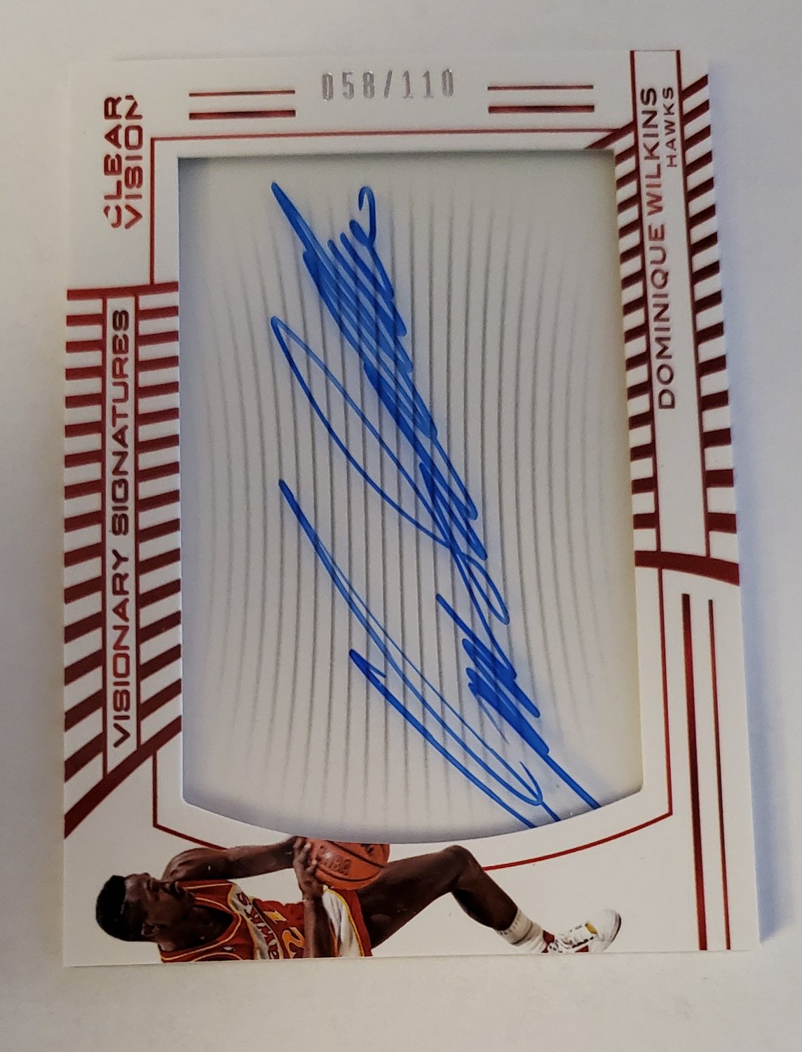 Dominique Wilkins 2015-16 Clear Vision Visionary Signatures Red SN 58/110 Autograph Card