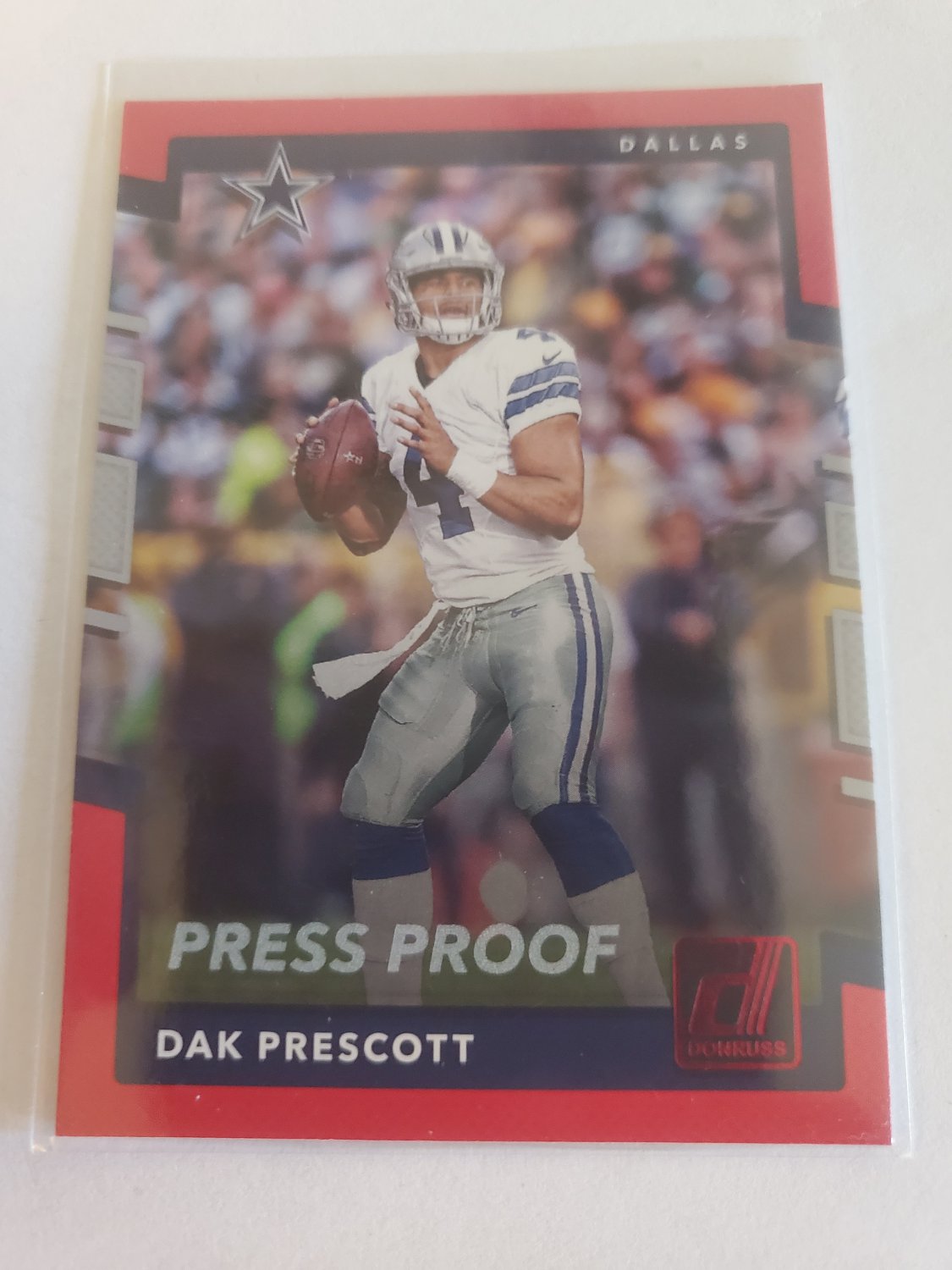 Dak Prescott 2017 Donruss Pess Proof Red Insert Card