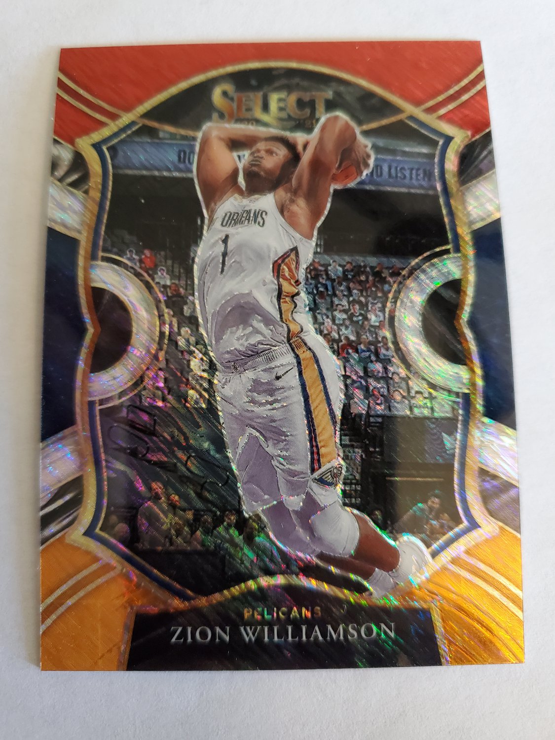 Zion Williamson 2020-21 Select Prizms Red White Orange Shimmer Insert Card