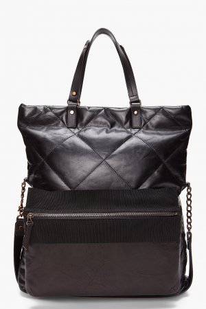 $1900 NWT NEW LANVIN Dear Danae Cabas Large Black Quilt Leather Bag