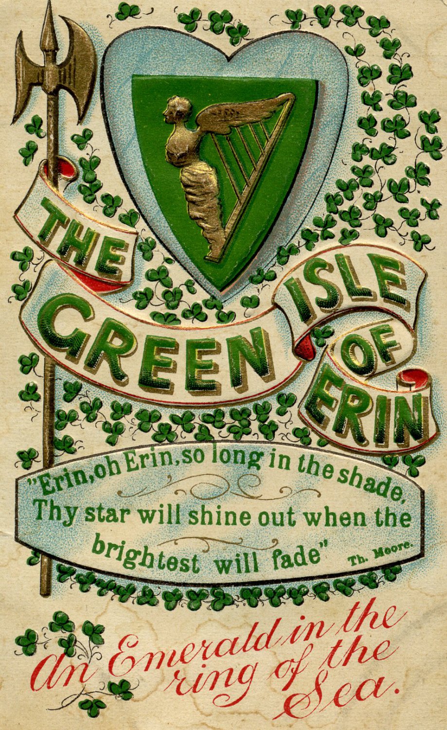 The Green Isle of Erin Vintage Postcard (circa early 1900s)