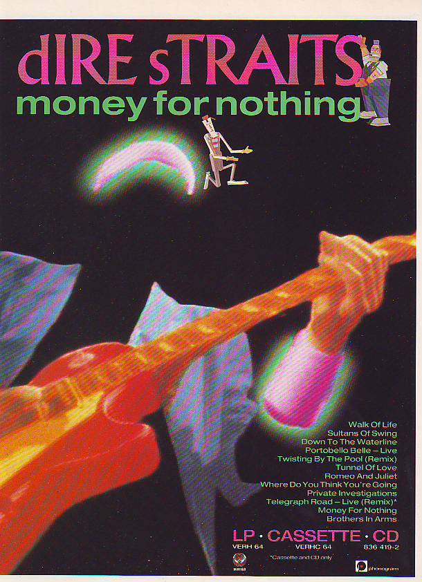 Dire straits money for nothing перевод. Dire Straits 1988 money for nothing. Группа dire Straits money for nothing. Money for nothing альбом. Дайр Стрейтс мани ФО НАФИНГ.