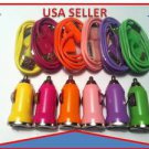 6 x Colorful USB AC Power CAR Charger Plug+Data Cable For iPhone 4G 4S 3GS iPod