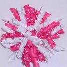 Large Pink and White Korker Bow