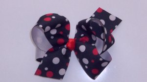 Large Black/Red/White Polka Dot Bow