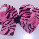 Large Pink and Black Zebra Bow