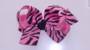 Large Pink and Black Zebra Bow