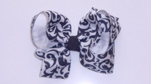Large Black and White Swirl Bow