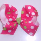 Large Pink and Green Polka Dot Bow