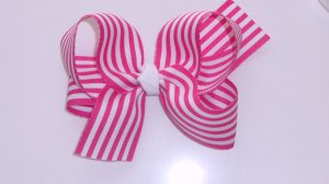 Large Pink and White Striped Bow